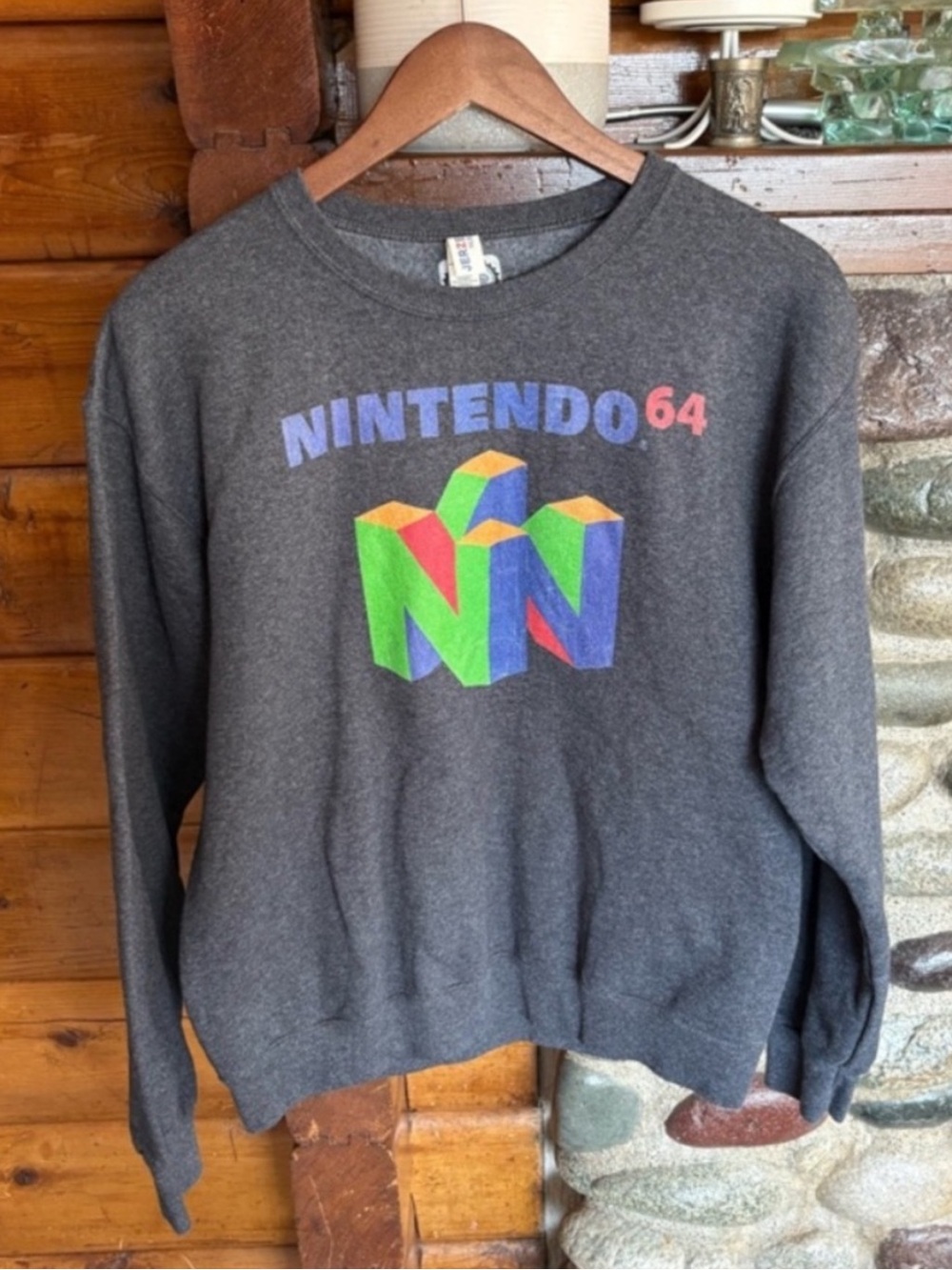 Official Nintendo 64 Crewneck Sweatshirt | Retro Gamer Graphic Pullover | Medium